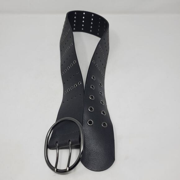 Wide Faux Leather Women Black Retro Gothic Punk Belt Size Small - Picture 5 of 6